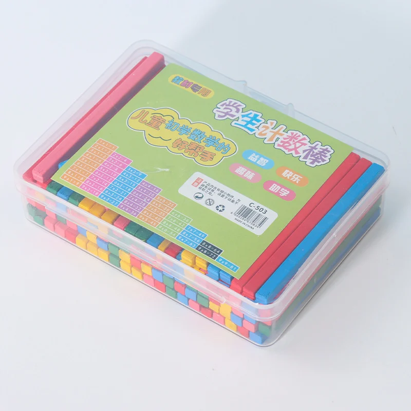 แท่งนับสี่เหลี่ยม แท่งนับสีสัน 100 แท่ง แท่งไม้ไผ่สำหรับคณิตศาสตร์ ชั้นประถมศึกษาปีที่ 1 อุปกรณ์การสอนการบวกและการลบสำหรับนักเรียน