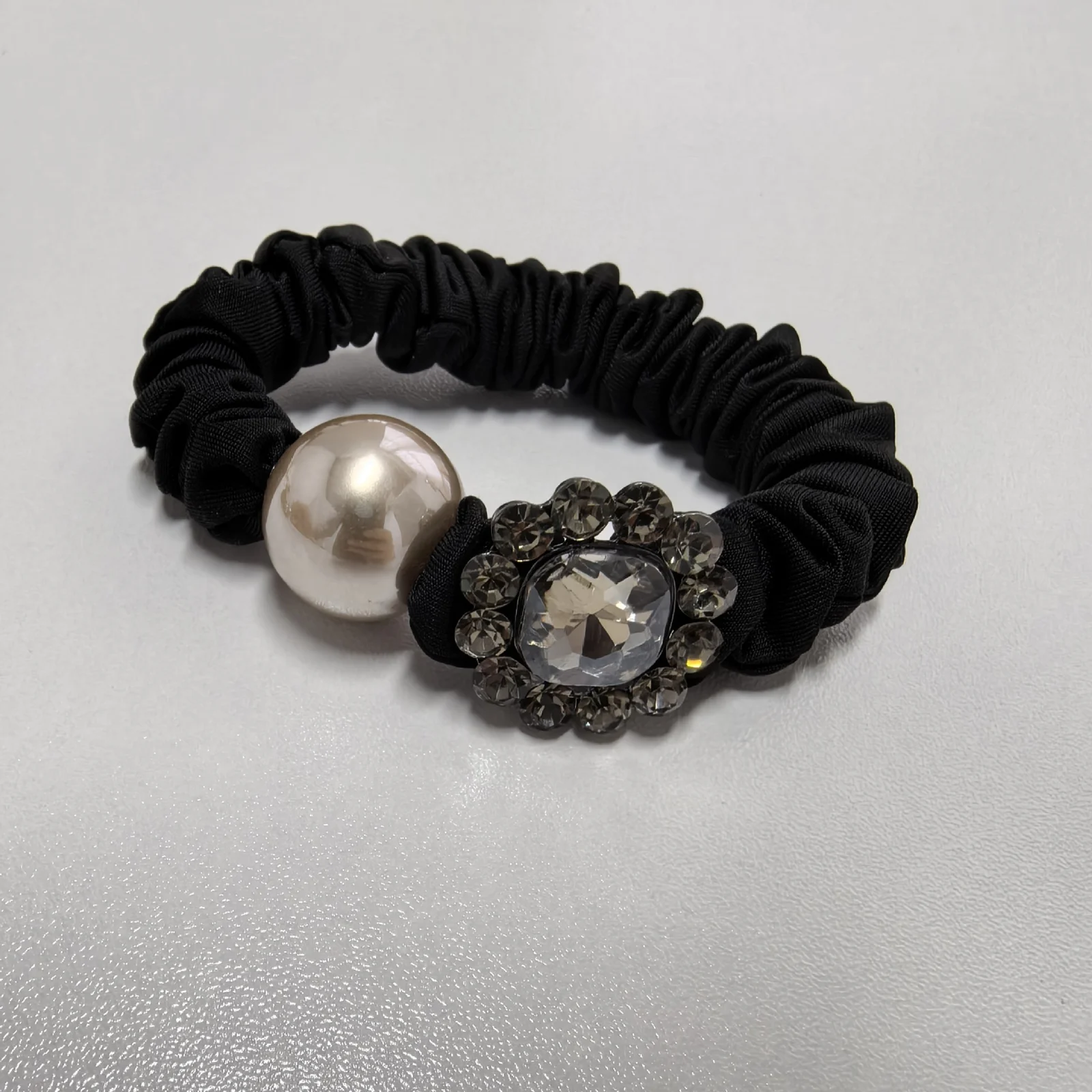 Korean Dongdaemun rhinestone flower hair tie, hair band for tying hair, small intestine ring, delicate bun