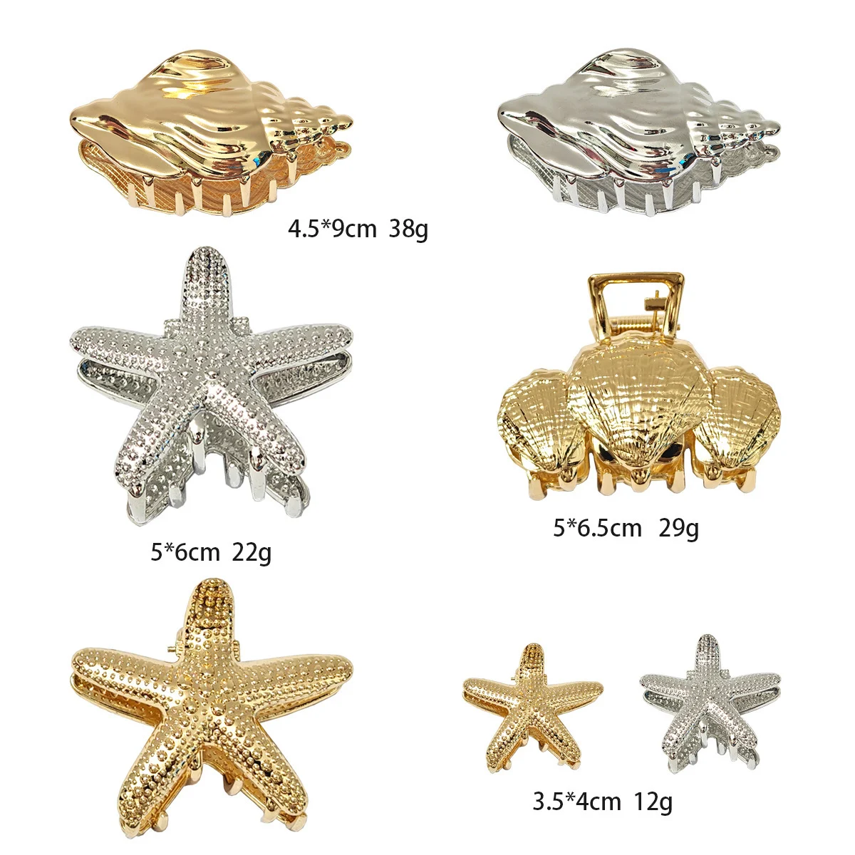 European and American starfish hair claw clip updo shark clip conch shell hair clip hairpin headpiece for women