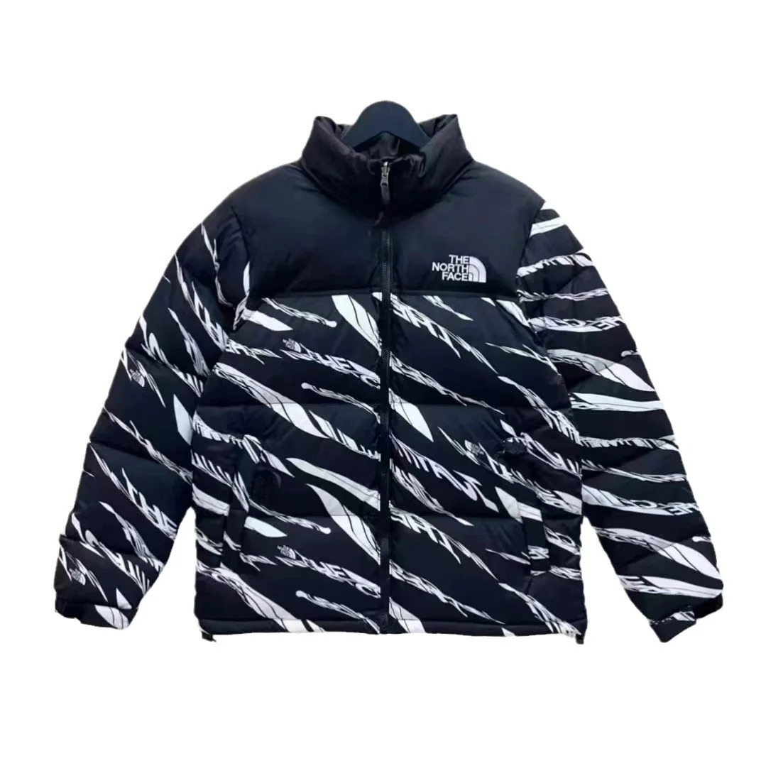 Jaket musim sejuk tebal berzip sutera kapas sulaman zebra versi Amerika 1996 untuk lelaki dan wanita luar bangunan tahan angin hangat trend
