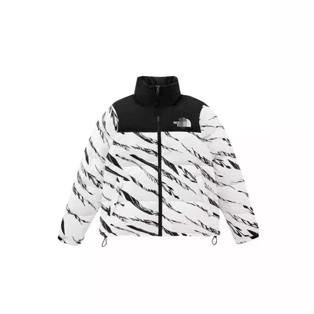 Jaket musim sejuk tebal berzip sutera kapas sulaman zebra versi Amerika 1996 untuk lelaki dan wanita luar bangunan tahan angin hangat trend