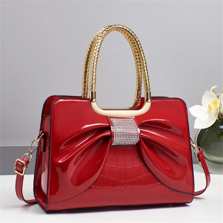 Trendy women's handbag tote bag fashion rhinestone bow one-shoulder bag one piece