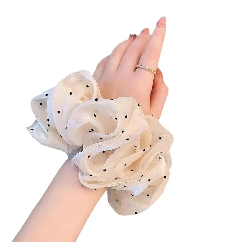 French-style polka dot oversized scrunchie pearlescent yarn gradient elegant bun hair tie ponytail hair rope hair accessory