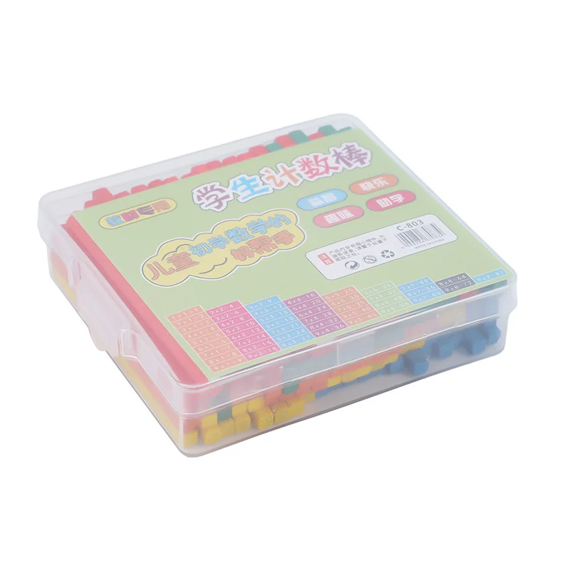 แท่งนับสี่เหลี่ยม แท่งนับสีสัน 100 แท่ง แท่งไม้ไผ่สำหรับคณิตศาสตร์ ชั้นประถมศึกษาปีที่ 1 อุปกรณ์การสอนการบวกและการลบสำหรับนักเรียน