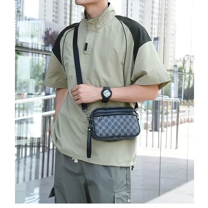 Quality Men's Bag Free Shipping Messenger Crossbody Bag Waist Bag Korean Style Men's One-Shoulder Plaid Clutch Handbag Hand-Carry Bag