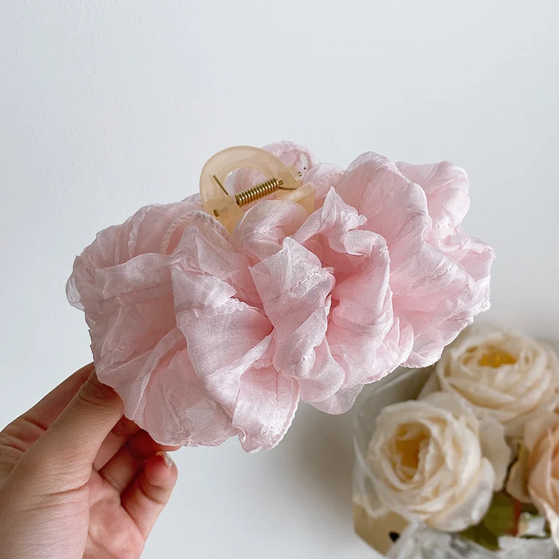 Large bow hair claw clip fabric shark clip