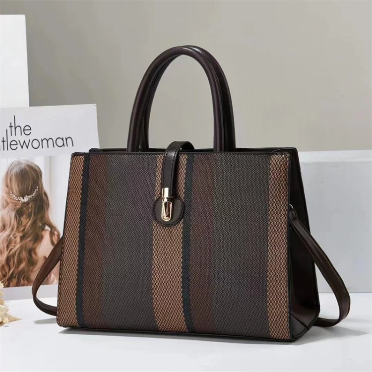 Beg tangan tote satu unit beg tangan jalur fesyen beg wanita beg bahu 19596