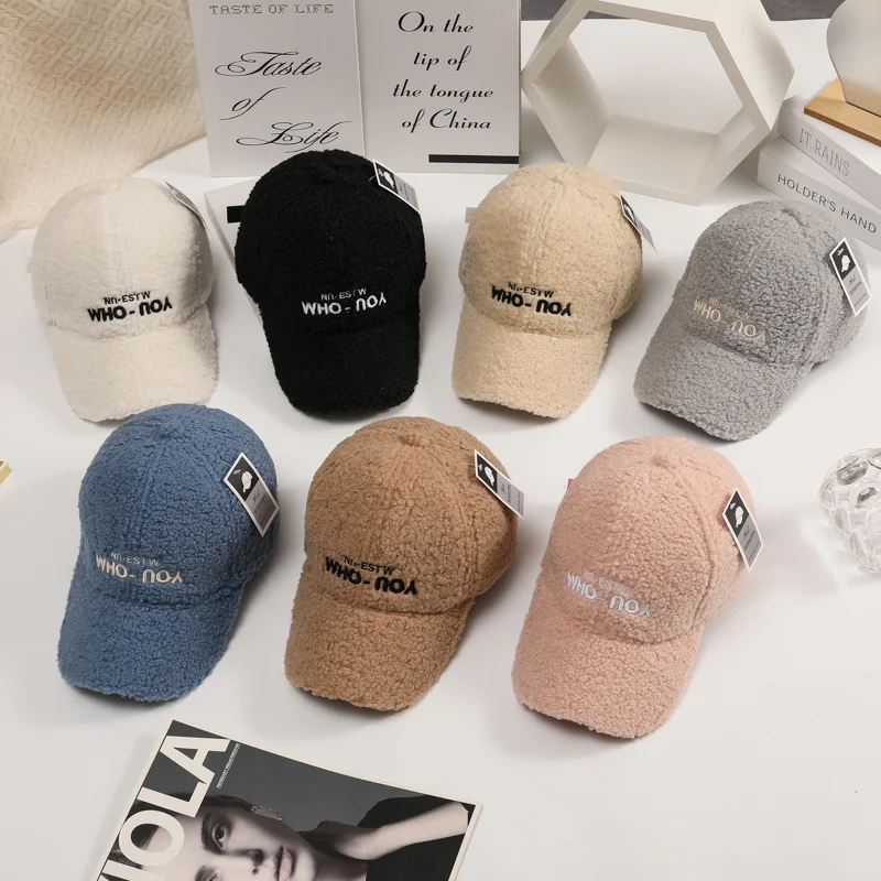 Fleece cap for women Korean style ins duckbill cap autumn winter cotton hat cold-proof warm baseball cap