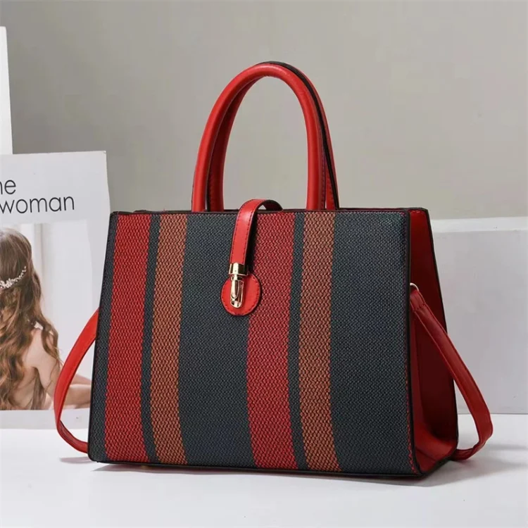 Beg tangan tote satu unit beg tangan jalur fesyen beg wanita beg bahu 19596