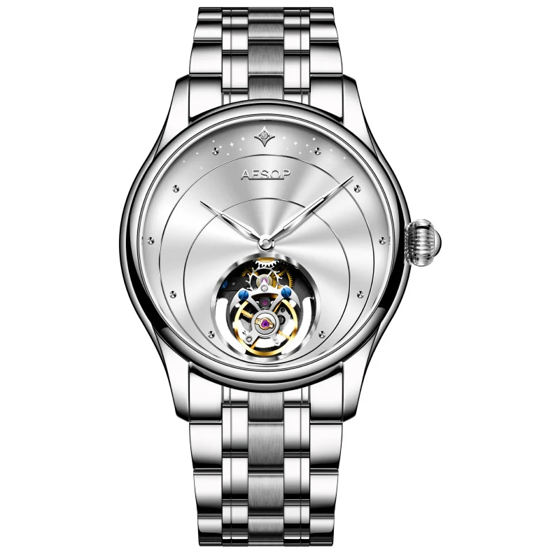 Jam tangan lelaki tourbillon sebenar automatik manual mekanikal jam tangan perniagaan lelaki bercahaya kalis air