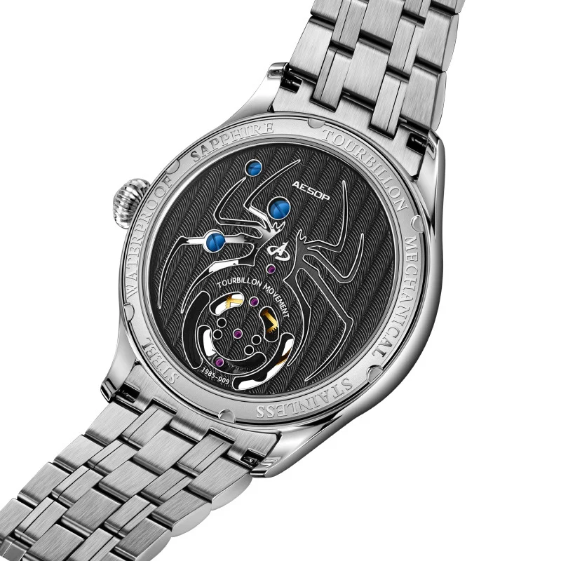 Jam tangan perniagaan minimalis automatik tourbillon mekanikal berlubang jam tangan lelaki mewah