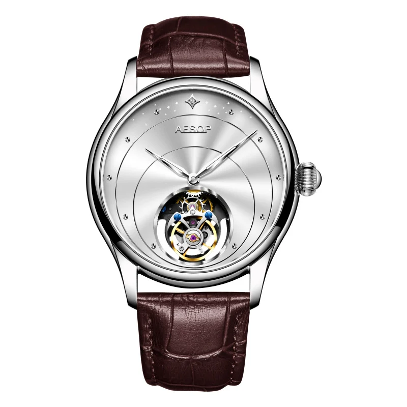 Jam tangan lelaki tourbillon sebenar automatik manual mekanikal jam tangan perniagaan lelaki bercahaya kalis air