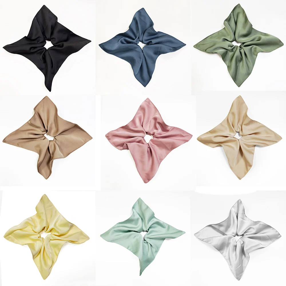 Satin square scarf hair tie hair rope girly four-corner scrunchie French-style hair accessory