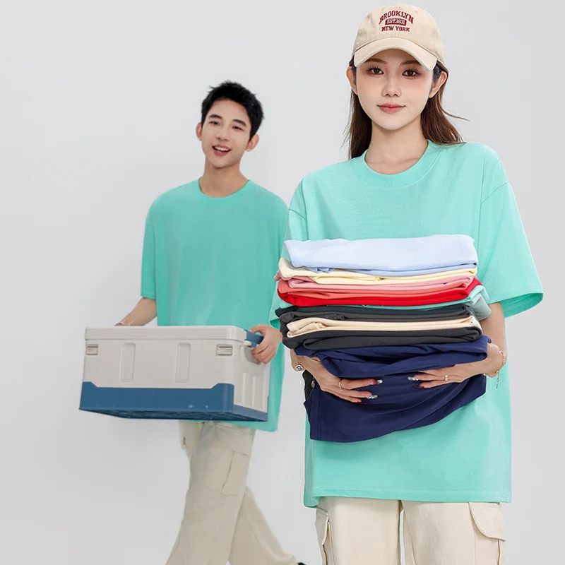 เสื้อยืดคอกลมไหล่ตก 260 กรัม ดูปองต์โซโรนา เสื้อโฆษณา เสื้อทำงาน แขนสั้นพรีเมียมน้ำหนักมาก สั่งทำ