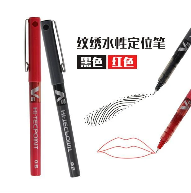 Pen kedudukan tanda berasaskan air tatu 0.5 pelapik bibir hujung halus tatu reka bentuk kening pen pena nota kalis air