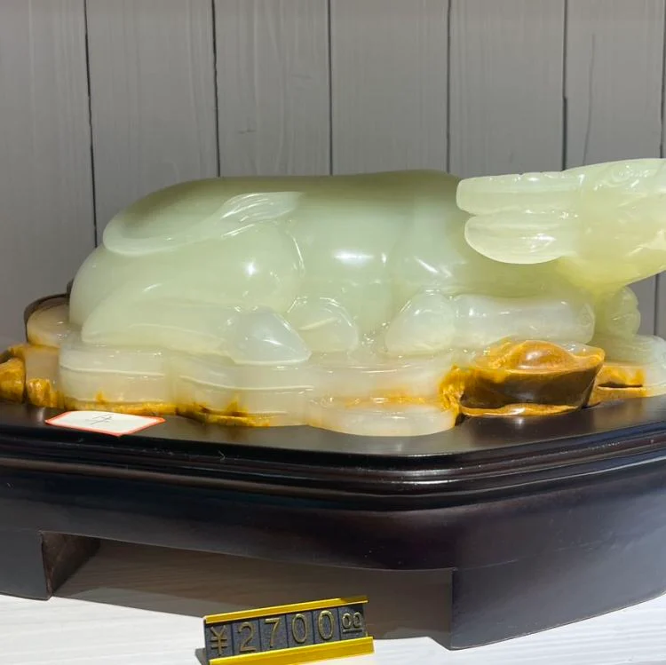 Oxen Prosperity Jade Ornamen Perabot Berukir Cina Pejabat Masuk Hantar kepada Pemimpin