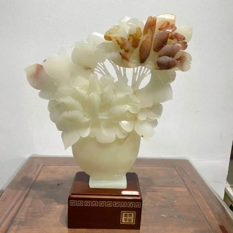 ดอกไม้บานร่ำรวย สันติสุขมงคล ของประดับหยกธรรมชาติ เปิดร้าน ย้ายบ้าน ของขวัญ งานหัตถกรรม