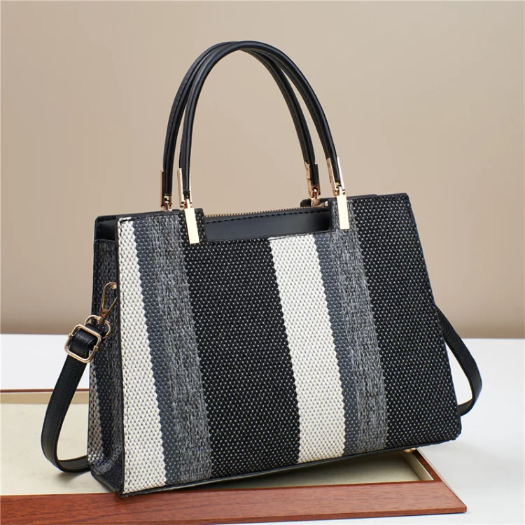Striped handbag shoulder bag tote bag trendy women's bag 19594