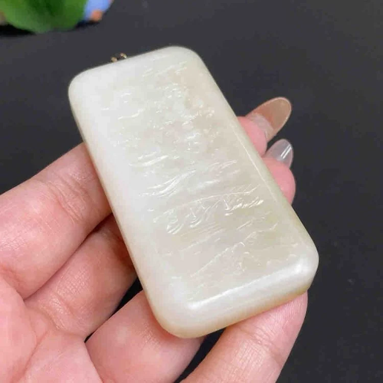 Hotan Jade Pendant Guanyin ទំងន់ផលិតផលសរុបប្រហែលរួមទាំងខ្សែ 75.5g ទំហំ 72:35:11mm សិប្បកម្ម