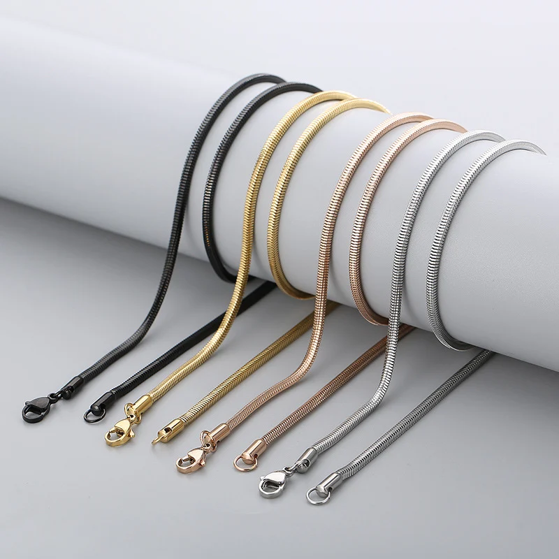 AliExpress เครื่องประดับสร้อยข้อมือสไตล์ยุโรปและอเมริกา ลายห่วงโซ่งู สายห้อยเครื่องประดับ โซ่สแตนเลส 304 ลายกระดูกงูสี่เหลี่ยม