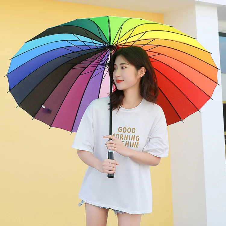 ร่มกันลมด้ามยาว 24 กระดูก ร่มตรงคู่ขนาดใหญ่พิเศษที่แข็งแกร่งและเสริมแรงสำหรับผู้ชายและผู้หญิง ปรับแต่งได้