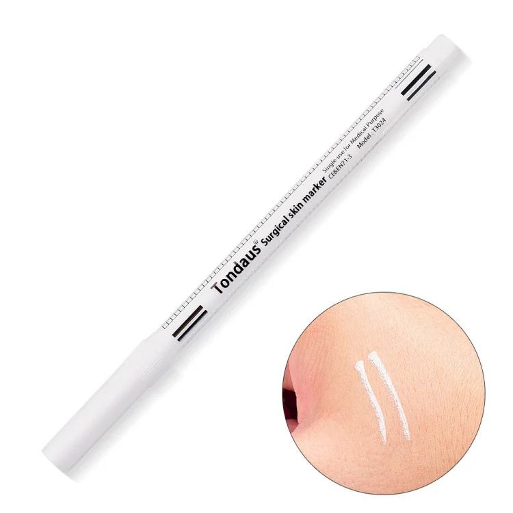 ปากกามาร์กเกอร์สีขาวหัวเดียวสำหรับเขียนคิ้วแบบเกาหลี ปากกากันน้ำสำหรับทำเครื่องหมายสักปากและกำหนดเส้นขอบปาก