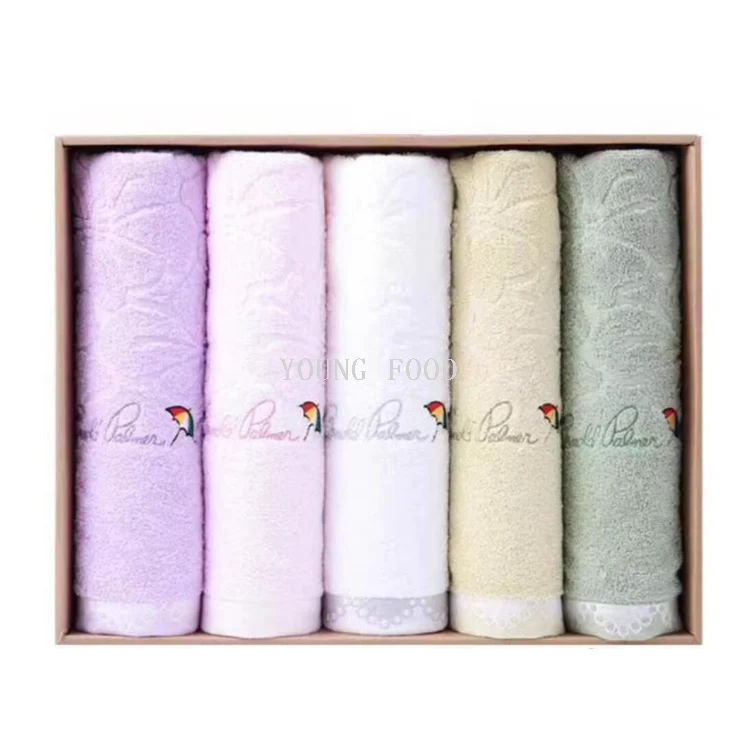 สินค้าเกาหลี ชุดผ้าเช็ดตัวฮาบี้แบบครอบครัว กล่องของขวัญใหญ่ 5 ผืน 40*78 ซม.