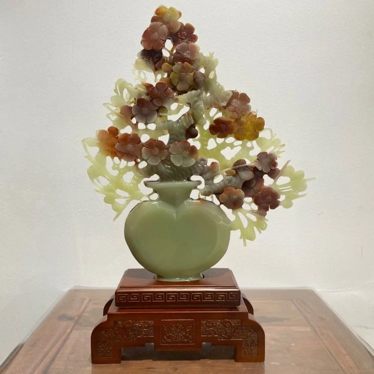 ความสงบสุขและความมั่งคั่ง ของประดับตกแต่งงานฝีมือหยกธรรมชาติ