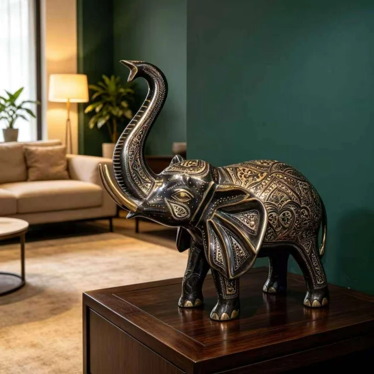 Gajah tembaga tembaga Pakistan hiasan hadiah keberuntungan kraf hiasan rumah