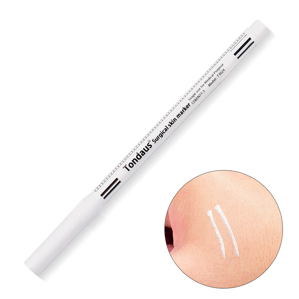 ปากกามาร์กเกอร์สีขาวหัวเดียวสำหรับเขียนคิ้วแบบเกาหลี ปากกากันน้ำสำหรับทำเครื่องหมายสักปากและกำหนดเส้นขอบปาก